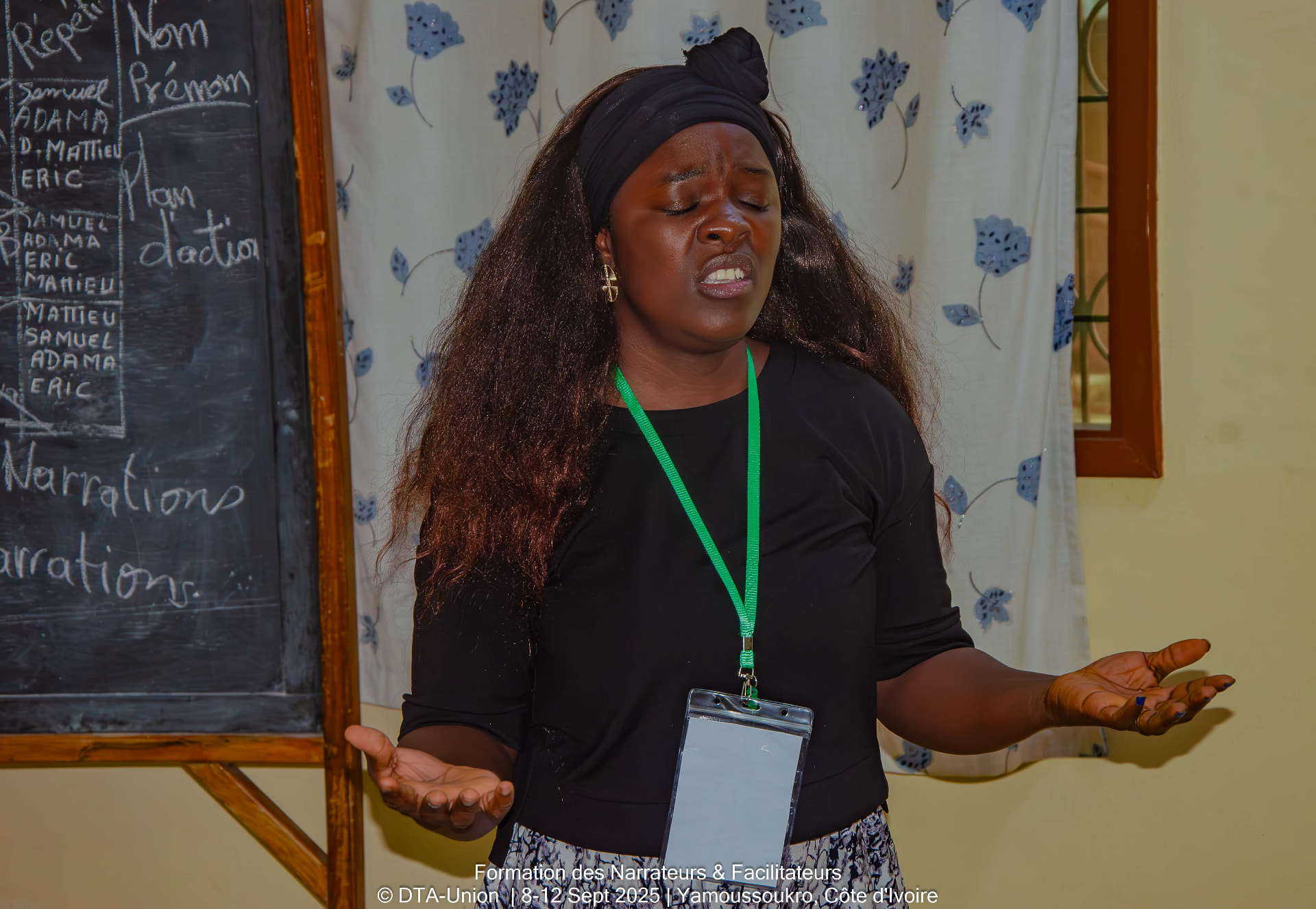 Exercice de narration orale d'une histoire biblique en Kla-Dan